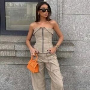 Zara zip up cargo corset top M